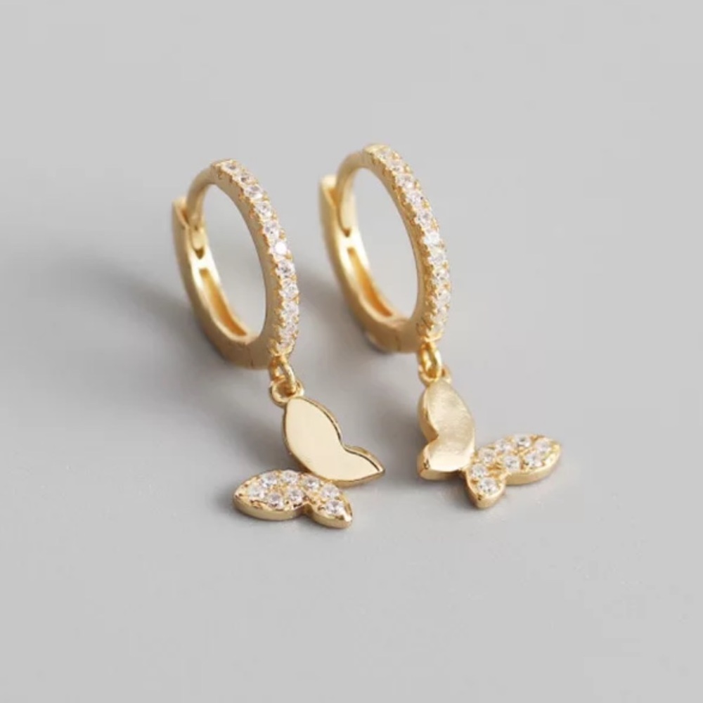 NEW 925 STERLING SILVER BUTTERFLY HOOP EARRINGS, NICE EARRINGS, CUTE EARRINGS